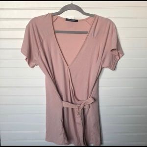 5/$25 Top Blush Pink Cross Wrap